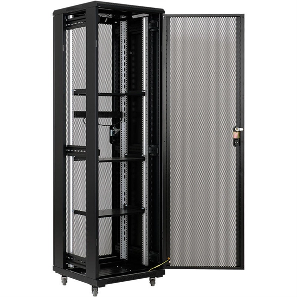 Top cable tray of network rack in the computer room